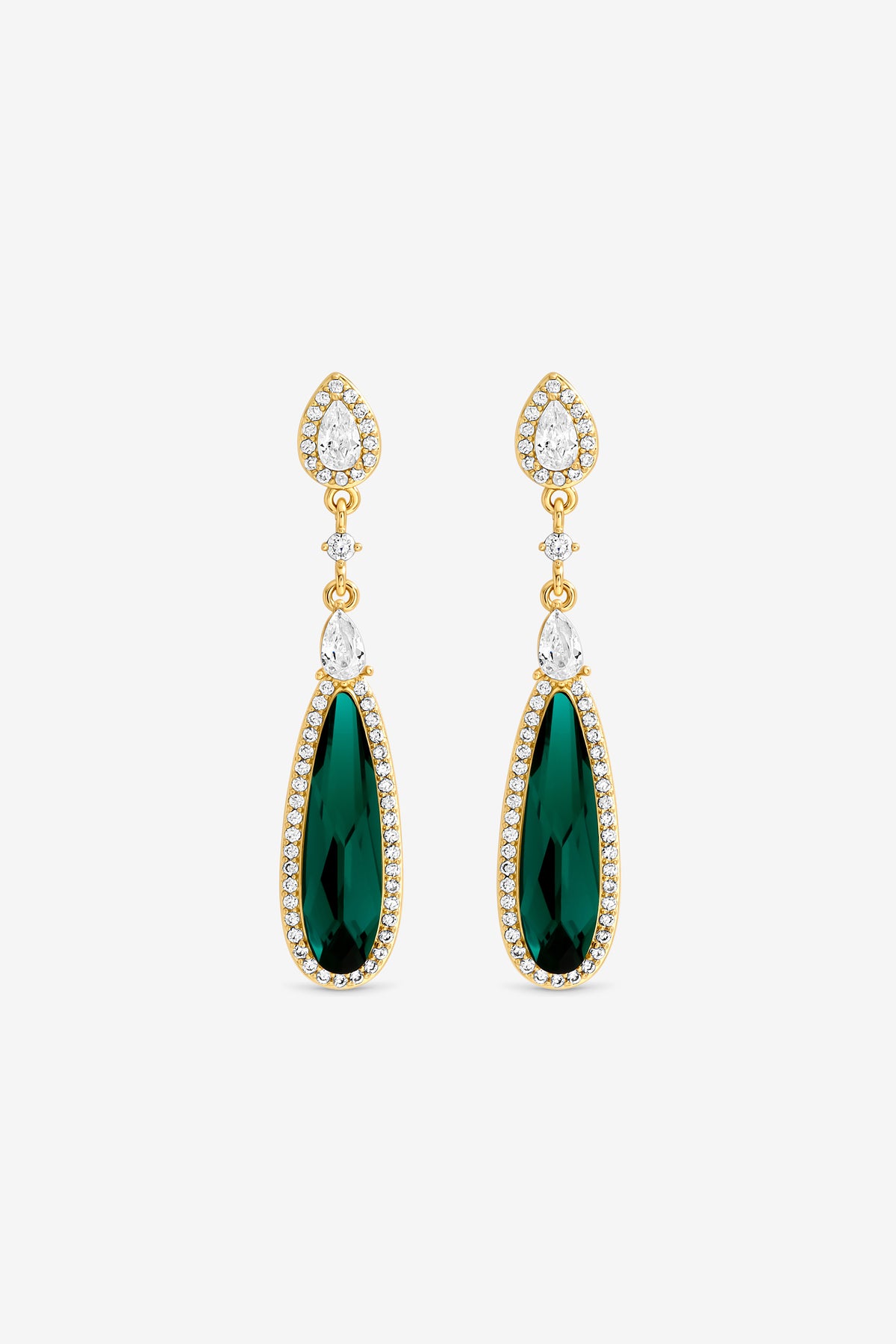 JON RICHARD GOLD PLATE AND EMERALD DROP EARRING