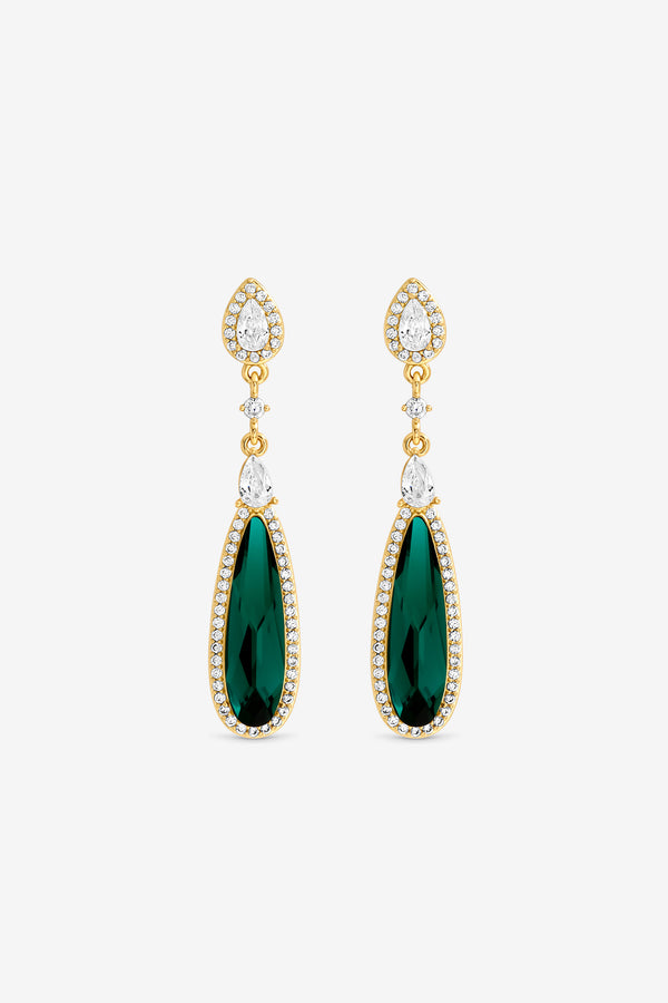 JON RICHARD GOLD PLATE AND EMERALD DROP EARRING
