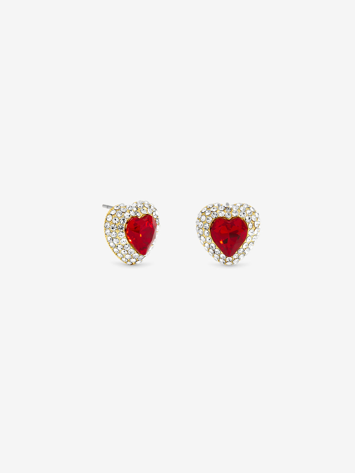 Jon Richard Gold Plated And Ruby Heart Earrings