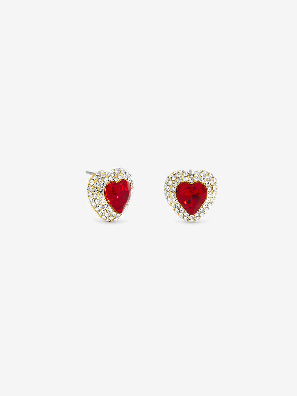 Jon Richard Gold Plated And Ruby Heart Earrings