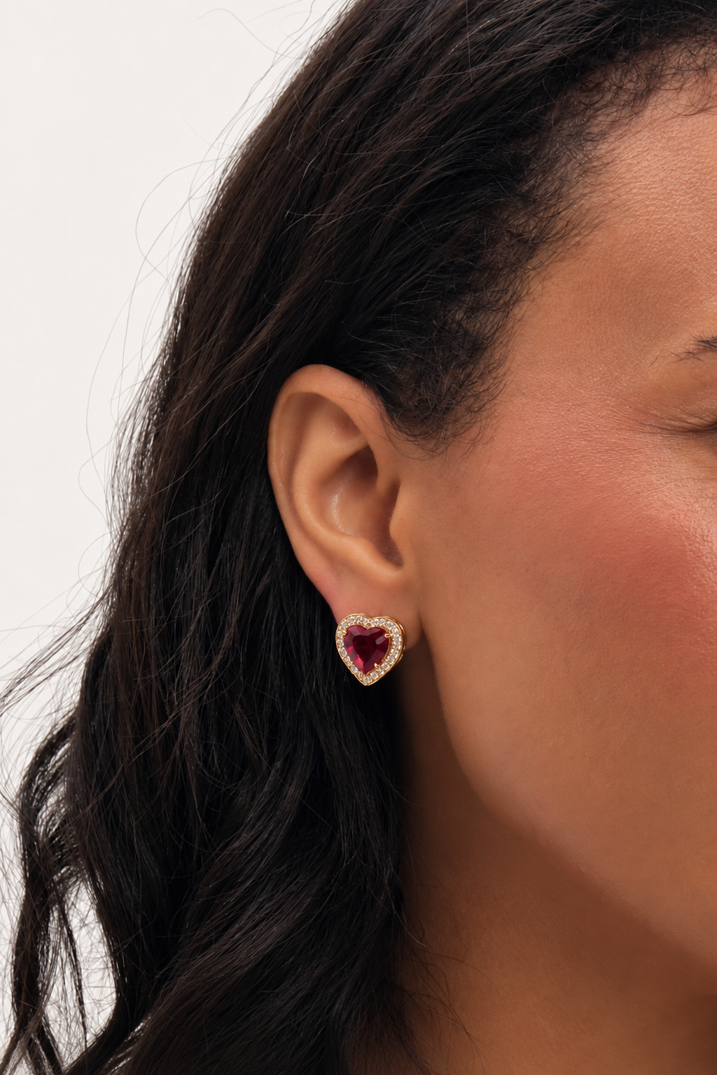 Jon Richard Gold Plated And Ruby Heart Earrings
