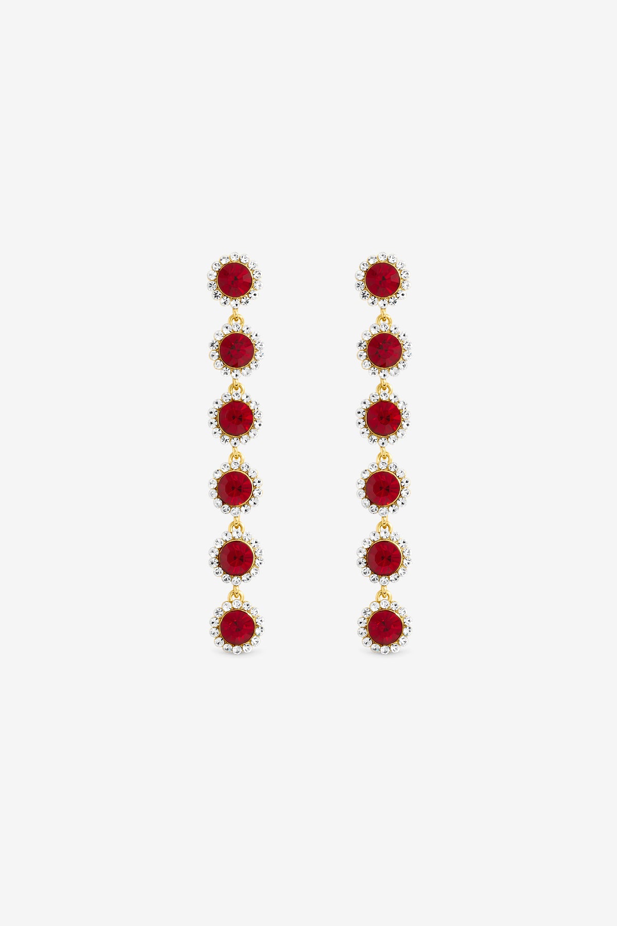 Jon Richard Gold Plated And Ruby Linear Drop Earrings