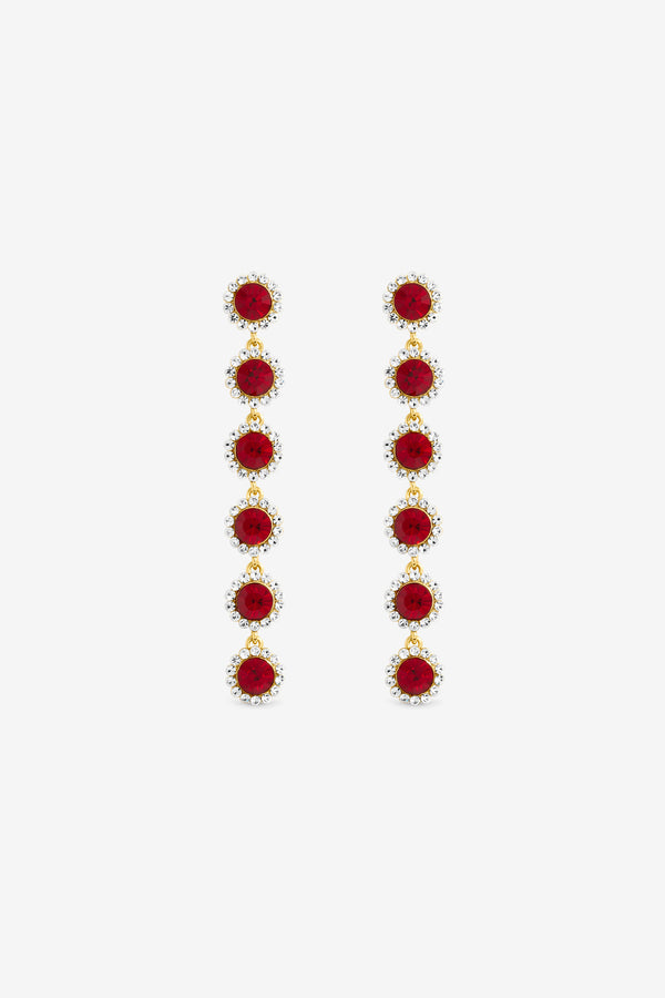 Jon Richard Gold Plated And Ruby Linear Drop Earrings