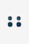 JON RICHARD RHODIUM PLATE AND SAPPHIRE DOUBLE DROP HALO EARRING