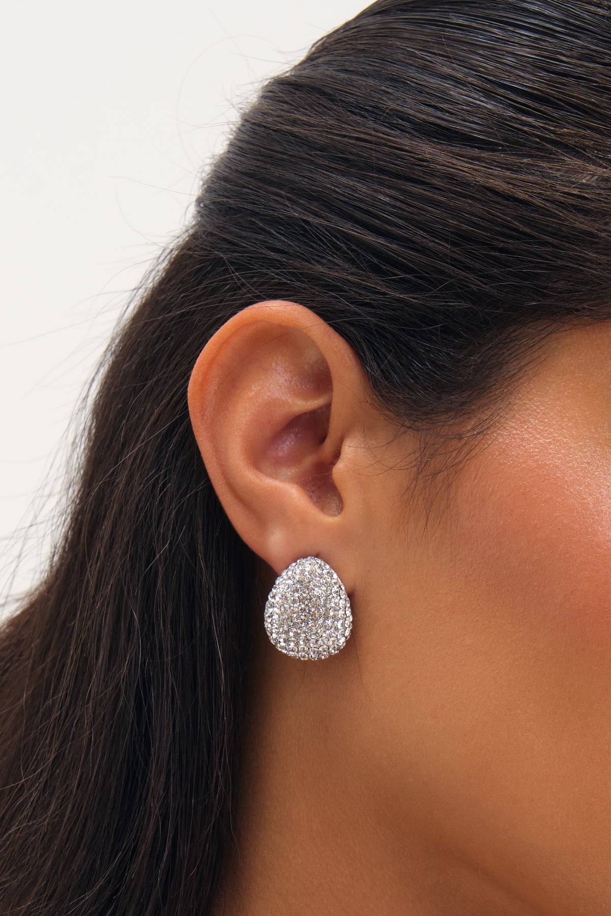 JON RICHARD RHODIUM PLATE AND CRYSTAL DOME EARRING