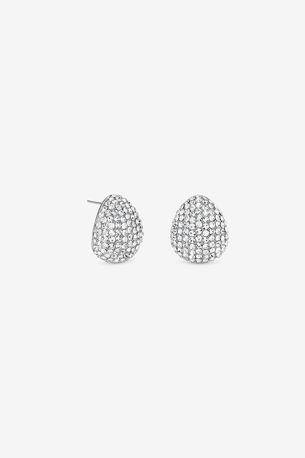 JON RICHARD RHODIUM PLATE AND CRYSTAL DOME EARRING