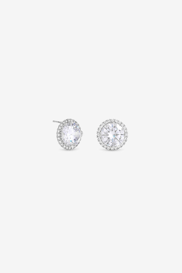 Jon Richard Rhodium Plated And Crystal Statement Halo Stud Earrings