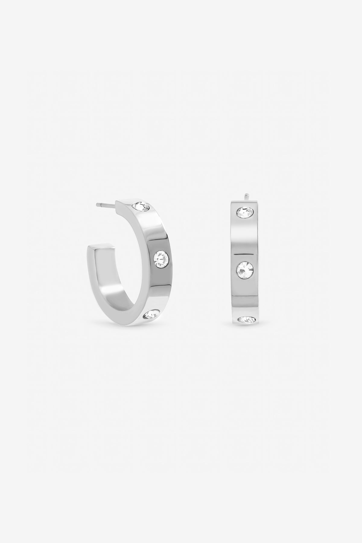 Jon Richard Platinum Plated Waterproof And Crystal Hoop Earrings