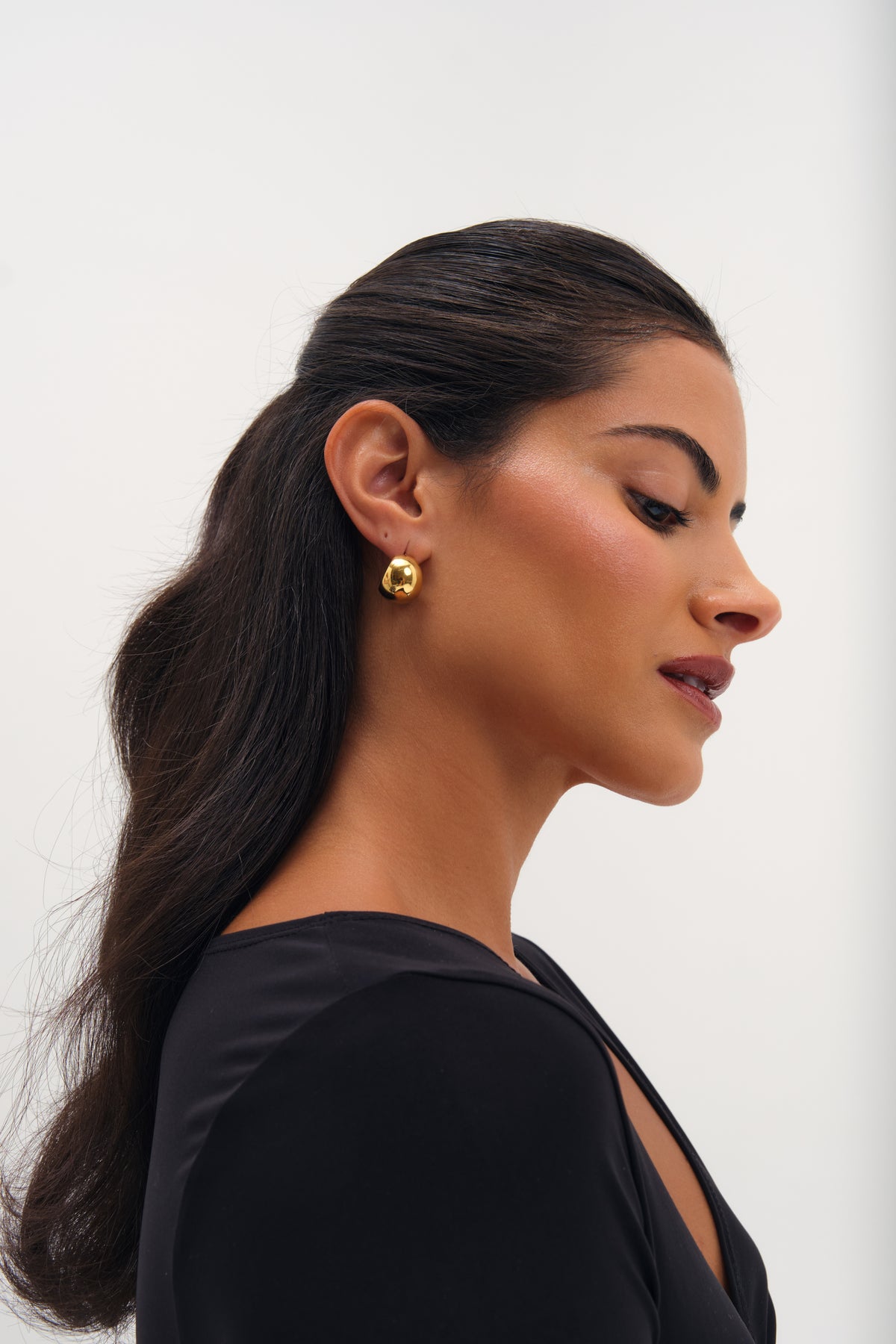 JON RICHARD GOLD PLATE WATERPROOF CHUBBY HOOP EARRINGS