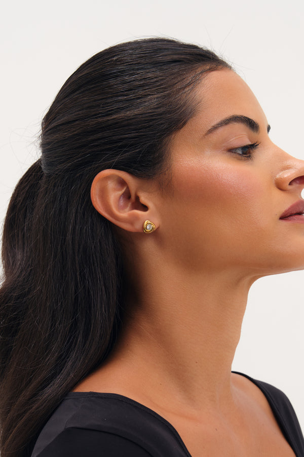 JON RICHARD GOLD PLATE AND CRYSTAL WATERPROOF KNOT STUD EARRING