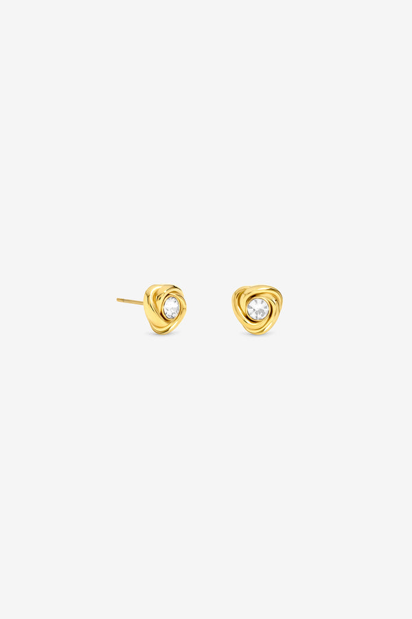 JON RICHARD GOLD PLATE AND CRYSTAL WATERPROOF KNOT STUD EARRING