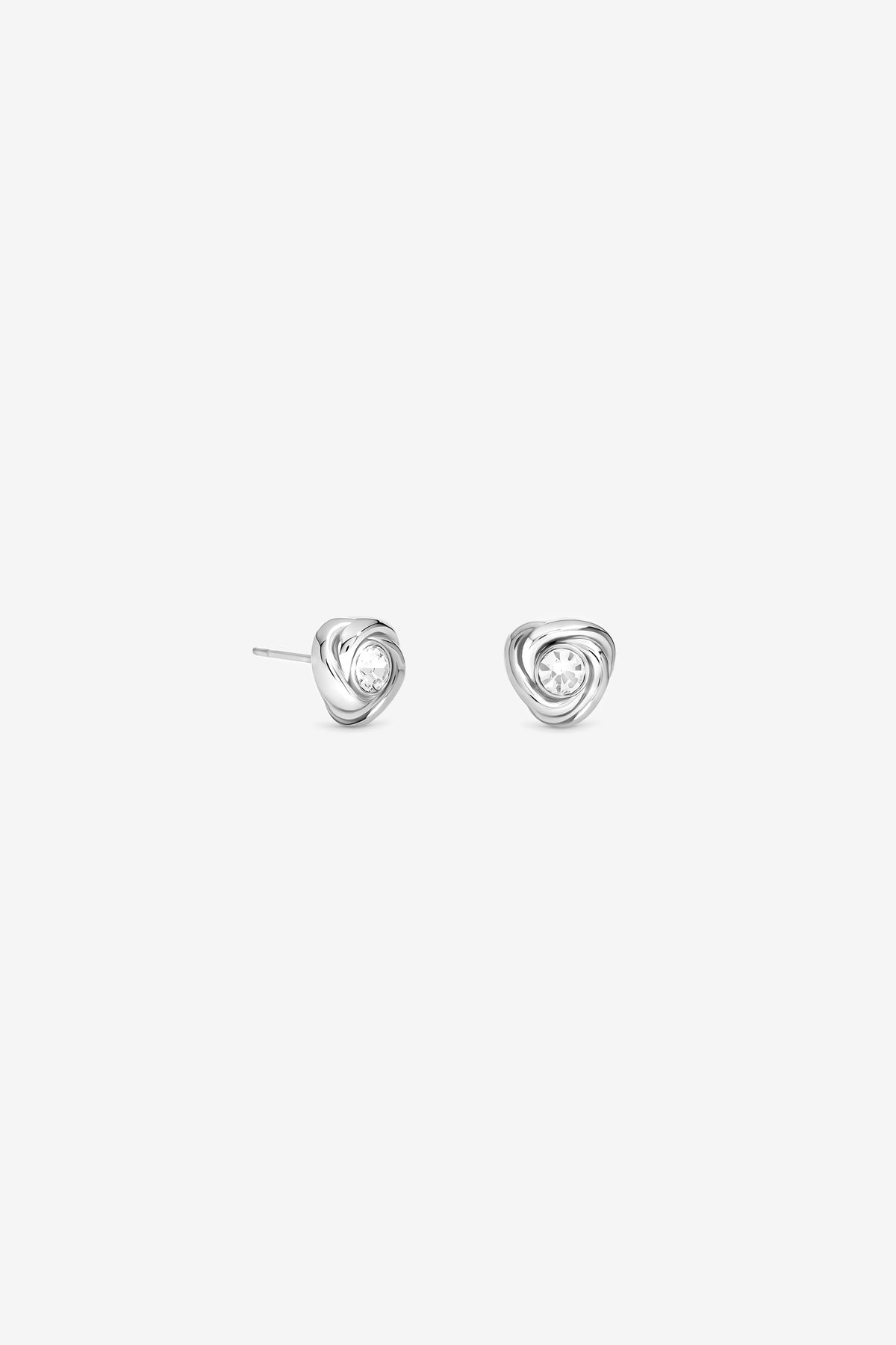 JON RICHARD PLATINUM  PLATE AND CRYSTAL WATERPROOF KNOT STUD EARRING