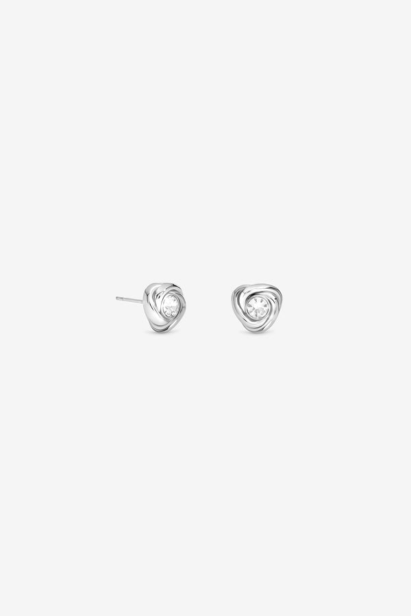 JON RICHARD PLATINUM  PLATE AND CRYSTAL WATERPROOF KNOT STUD EARRING