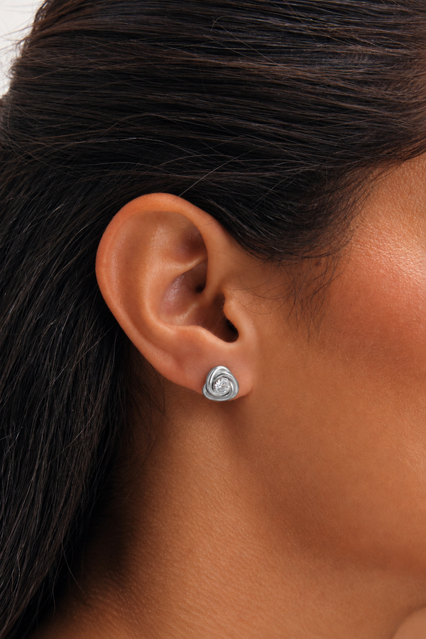 Jon Richard Platinum Plated And Crystal Waterproof Knot Stud Earrings
