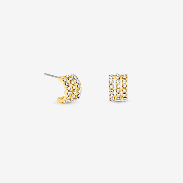 Jon Richard Gold Plated And Pave Multirow Hoop Earrings