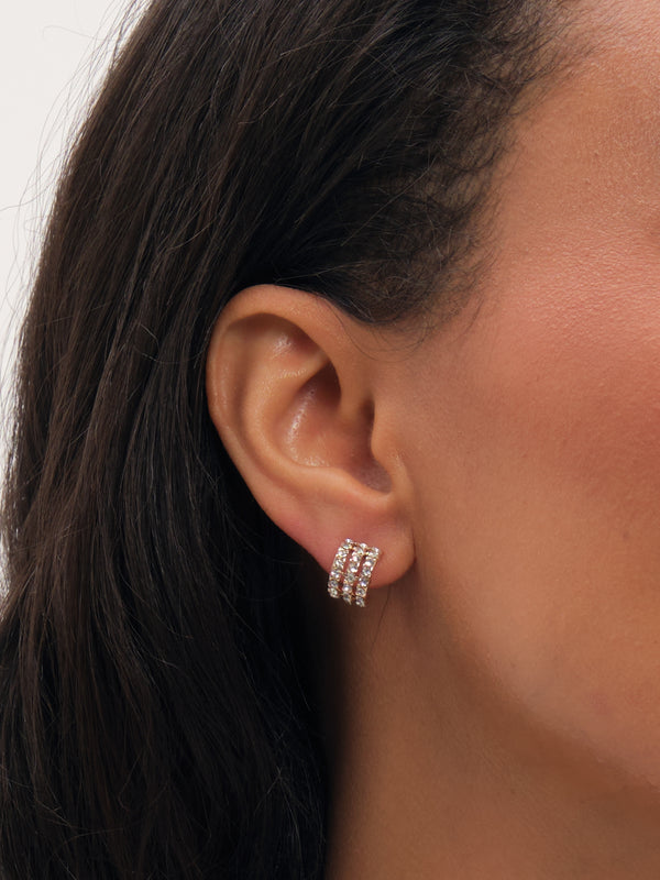 Jon Richard Gold Plated And Pave Multirow Hoop Earrings