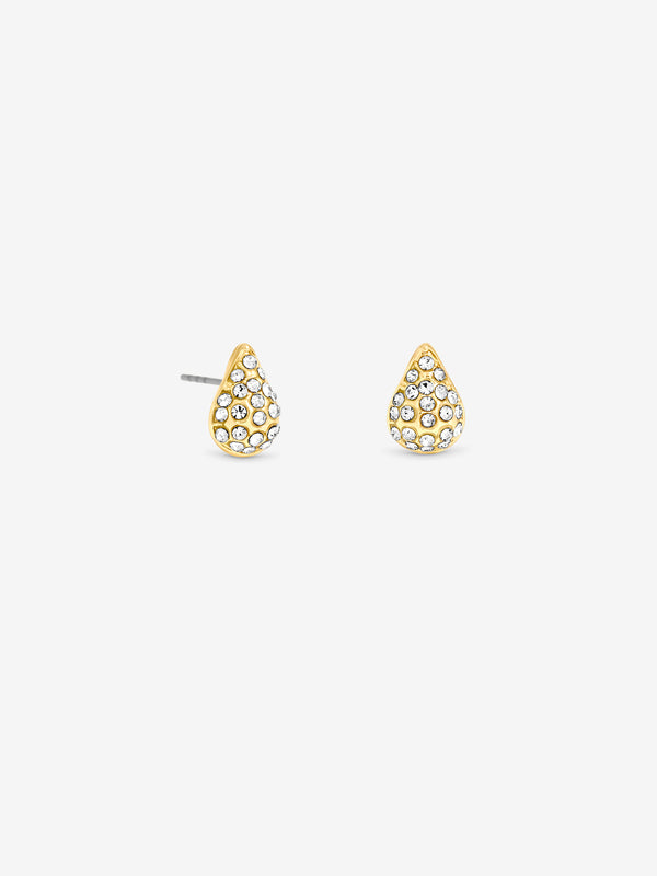 Jon Richard Gold Plated And Pave Teardrop Stud Earrings