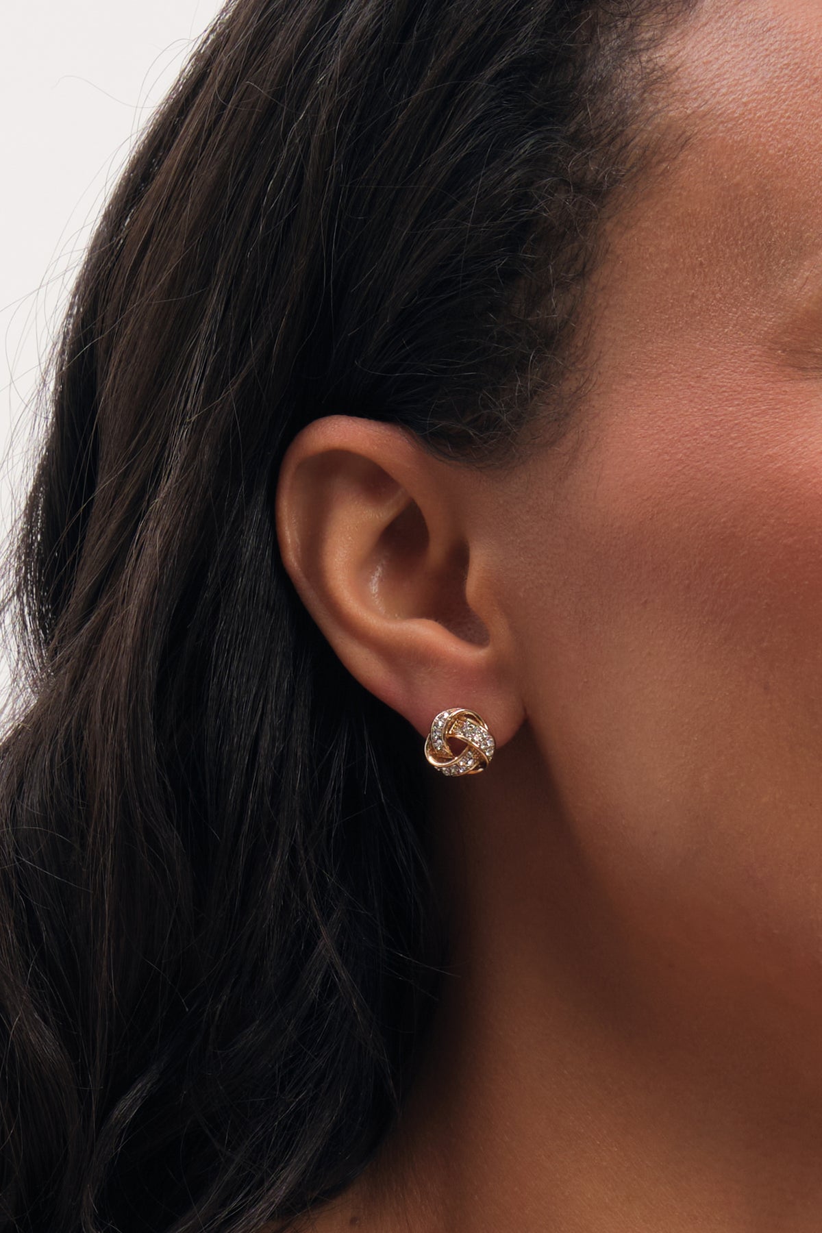 Jon Richard Gold Plated Pave Knot Earrings