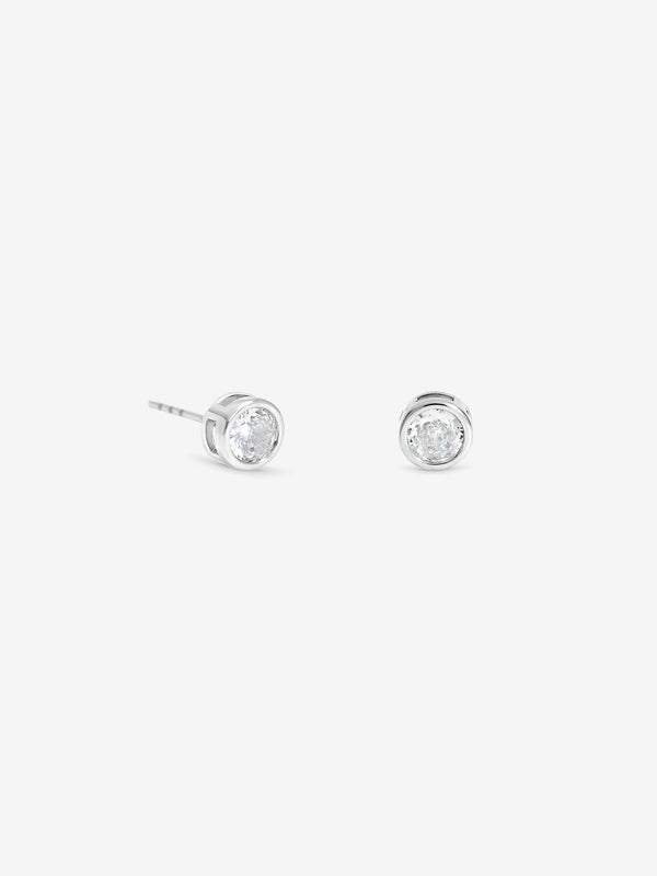 Jon Richard Rhodium Plated And Crystal Small Bezel Stud Earrings