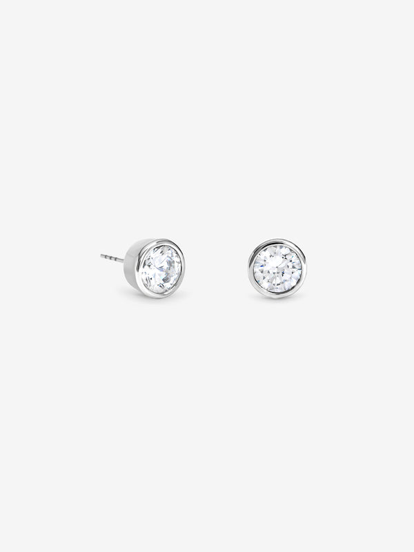 Jon Richard Rhodium Plated And Crystal Large Bezel Earrings