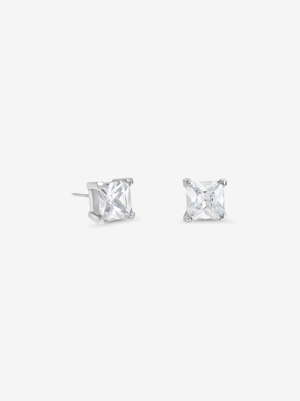 Jon Richard Rhodium Plated And Crystal Princess Cut Stud Earrings