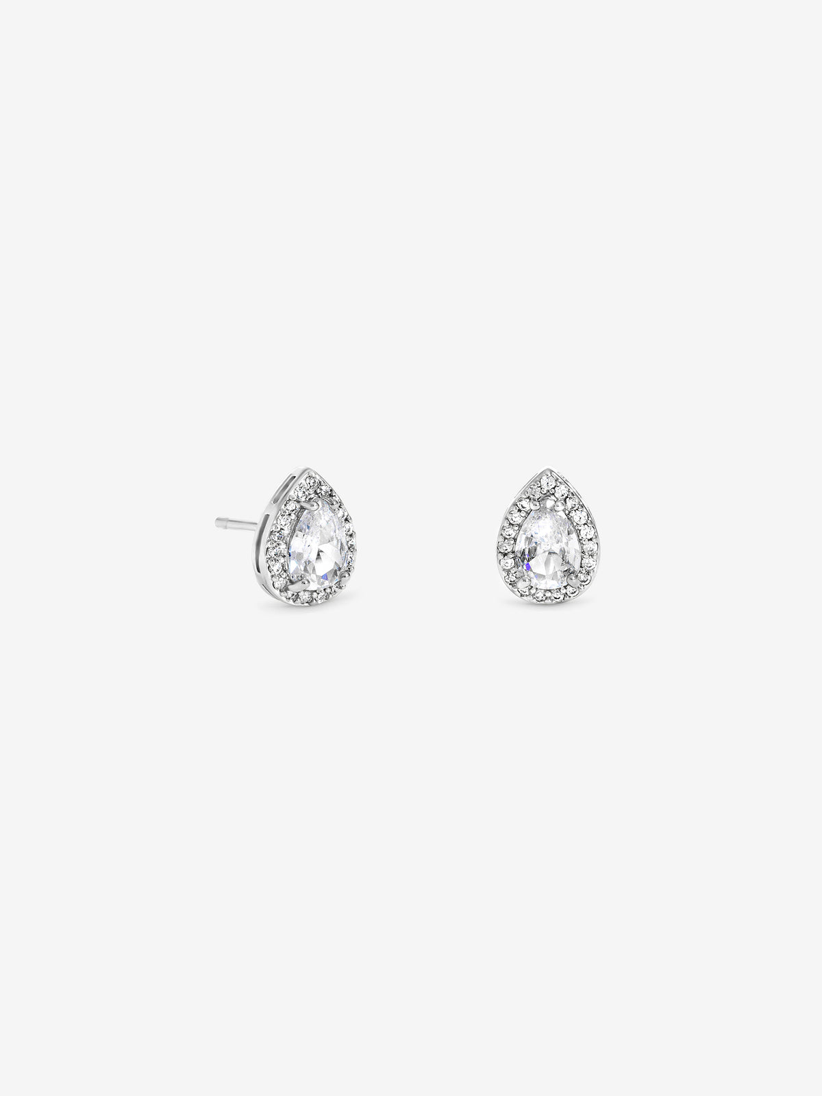Jon Richard Rhodium Plated Halo Peardrop Stud Earrings