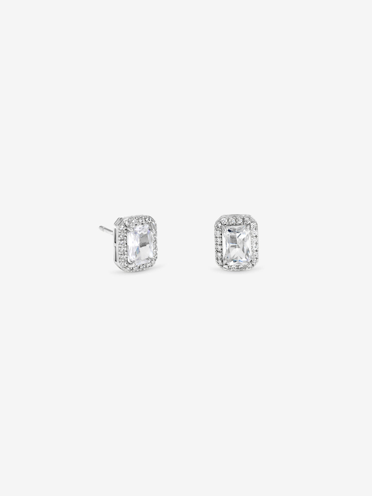 Jon Richard Rhodium Plated Cushion Halo Stud Earrings