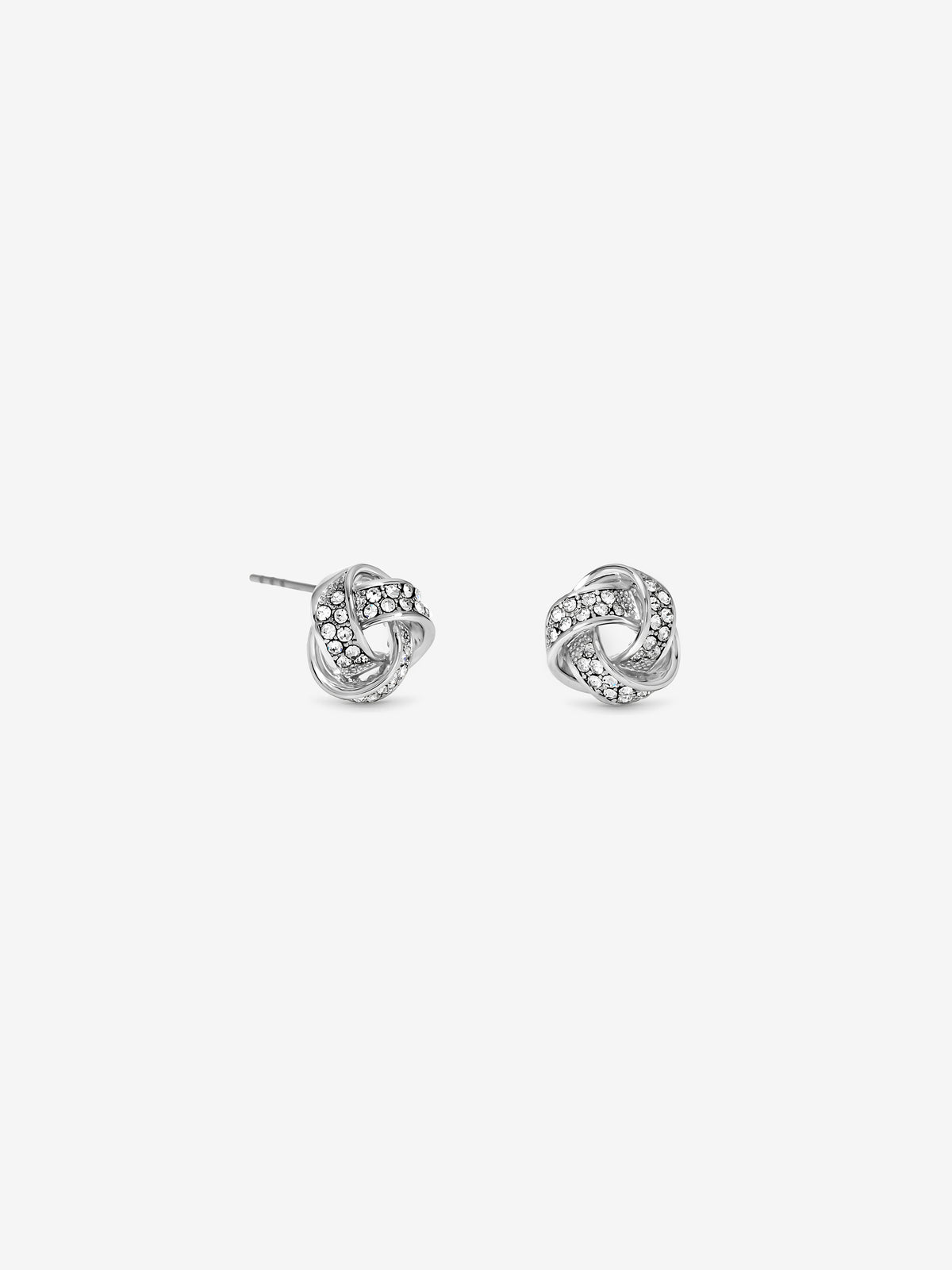 Jon Richard Rhodium Plated And Pave Knot Stud Earrings