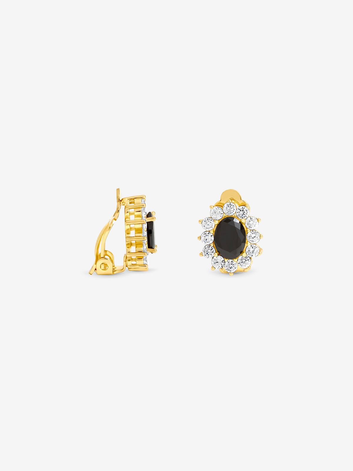 Jon Richard Gold Plated And Jet Vintage Halo Clip Earrings