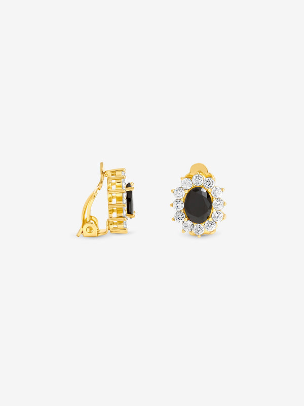 Jon Richard Gold Plated And Jet Vintage Halo Clip Earrings