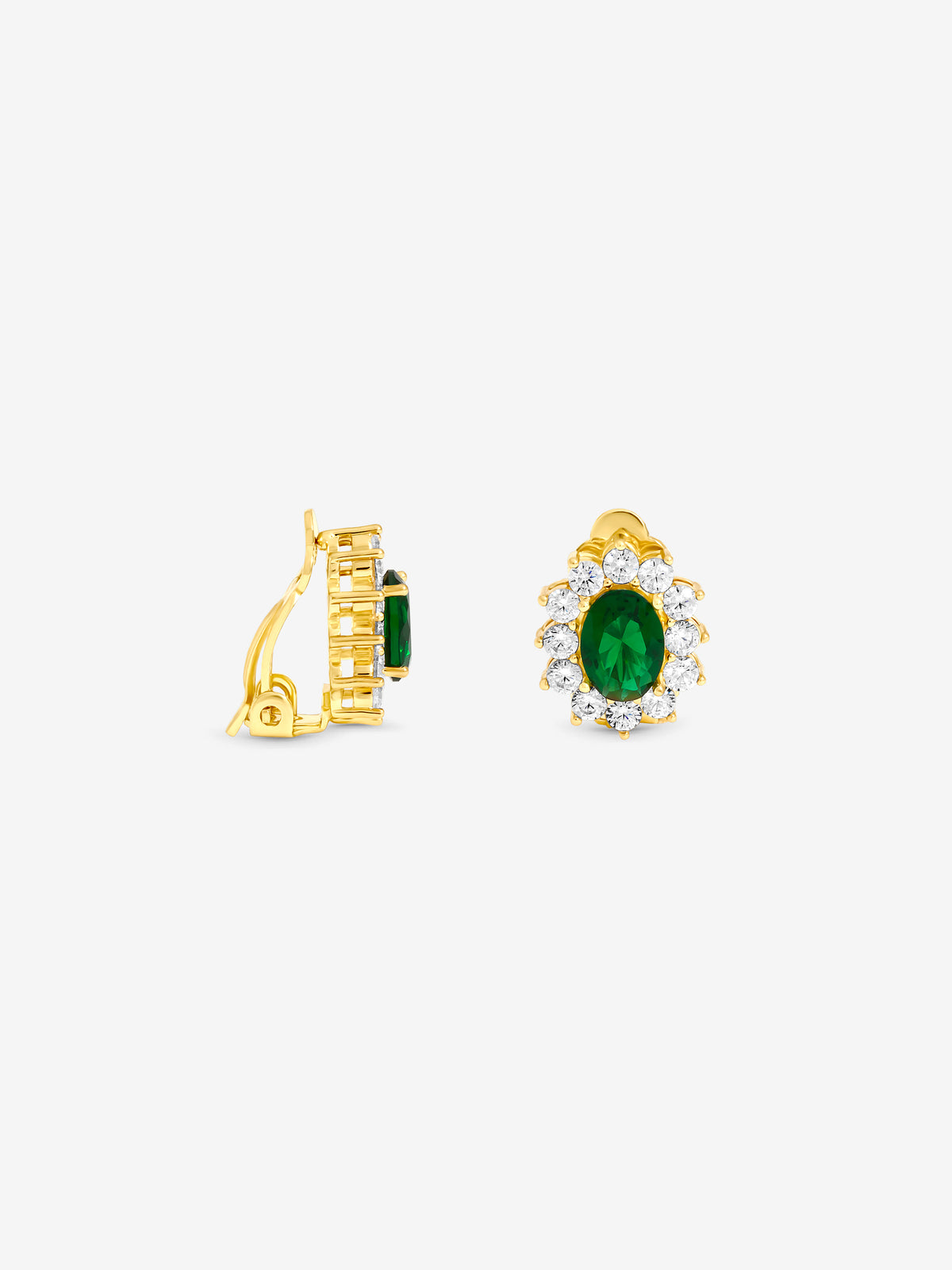 Jon Richard Gold Plated And Emerald Vintage Halo Clip Earrings