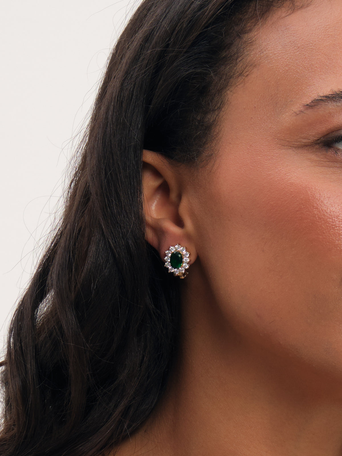 Jon Richard Gold Plated And Emerald Vintage Halo Clip Earrings
