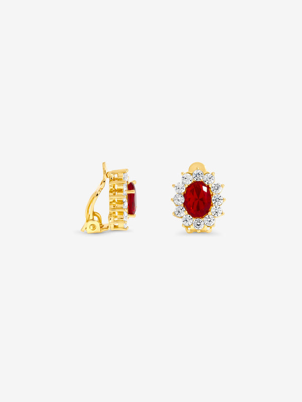Jon Richard Gold Plated And Ruby Vintage Halo Clip Earrings