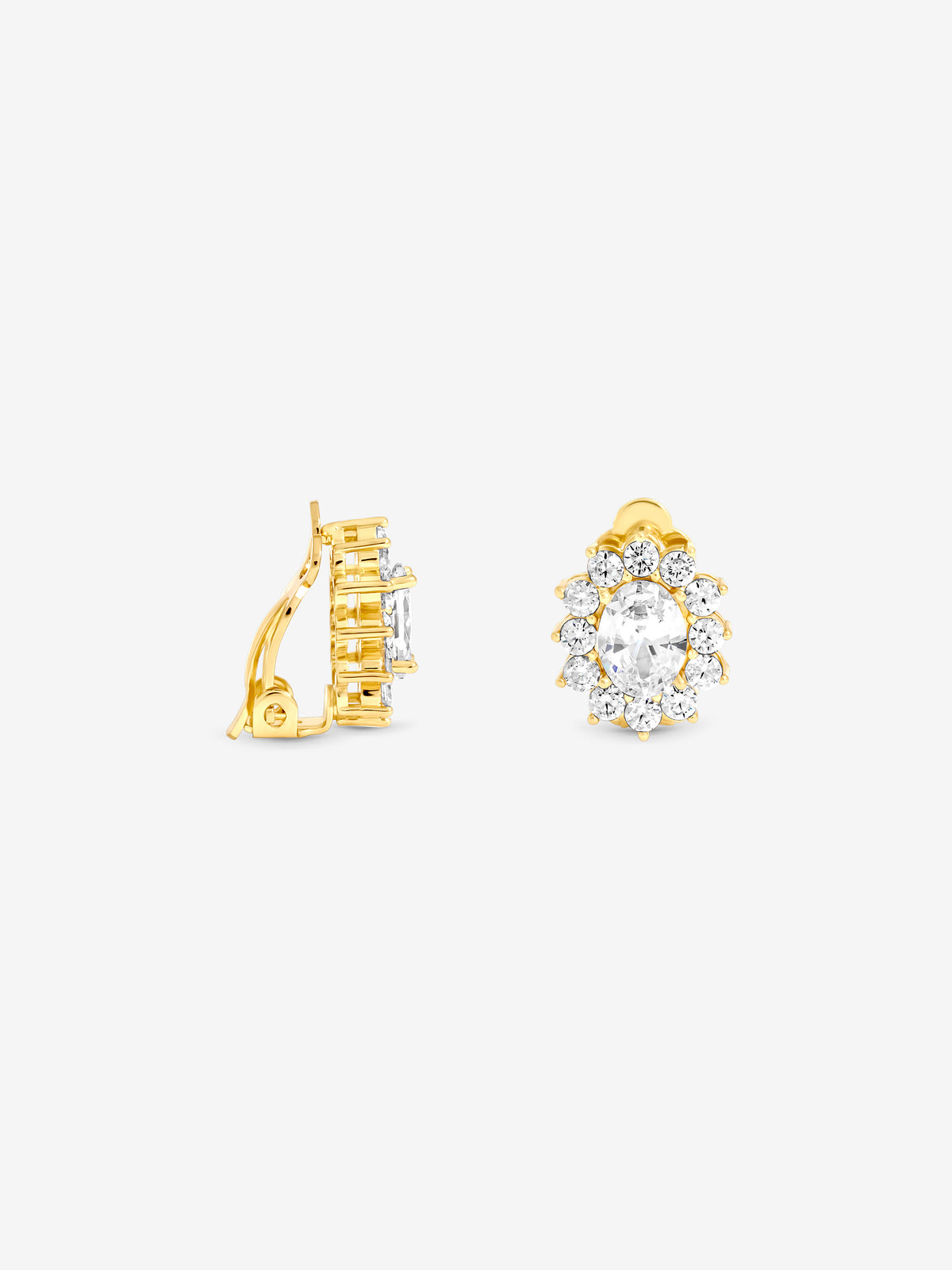 Jon Richard Gold Plated And Crystal Vintage Halo Clip Earrings