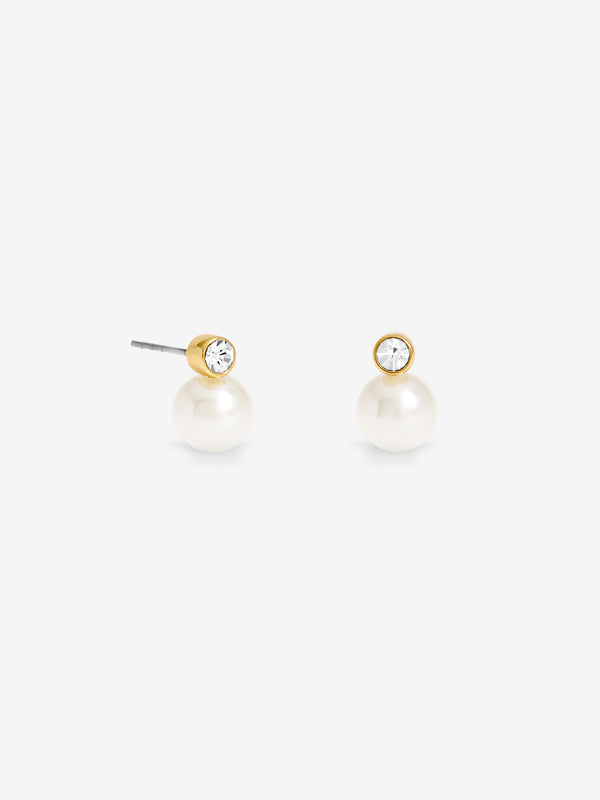 Jon Richard Gold Plated Pearl And Bezel Drop Earrings