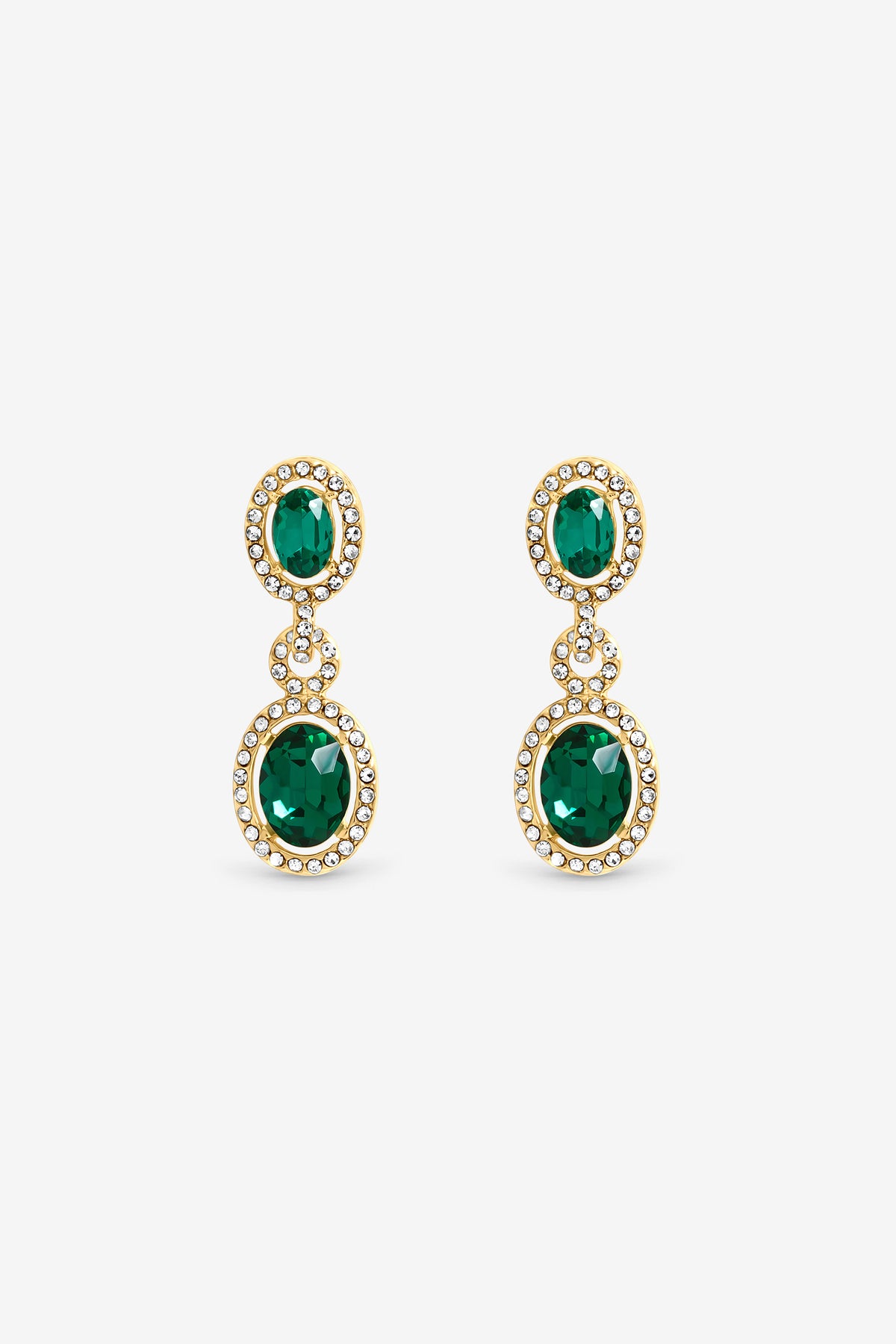 Jon Richard Gold Plated And Emerald Halo Earrings