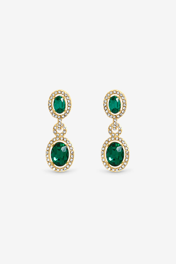 Jon Richard Gold Plated And Emerald Halo Earrings