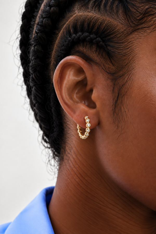 Jon Richard Gold Plated Waterproof Tennis Hoop Earrings
