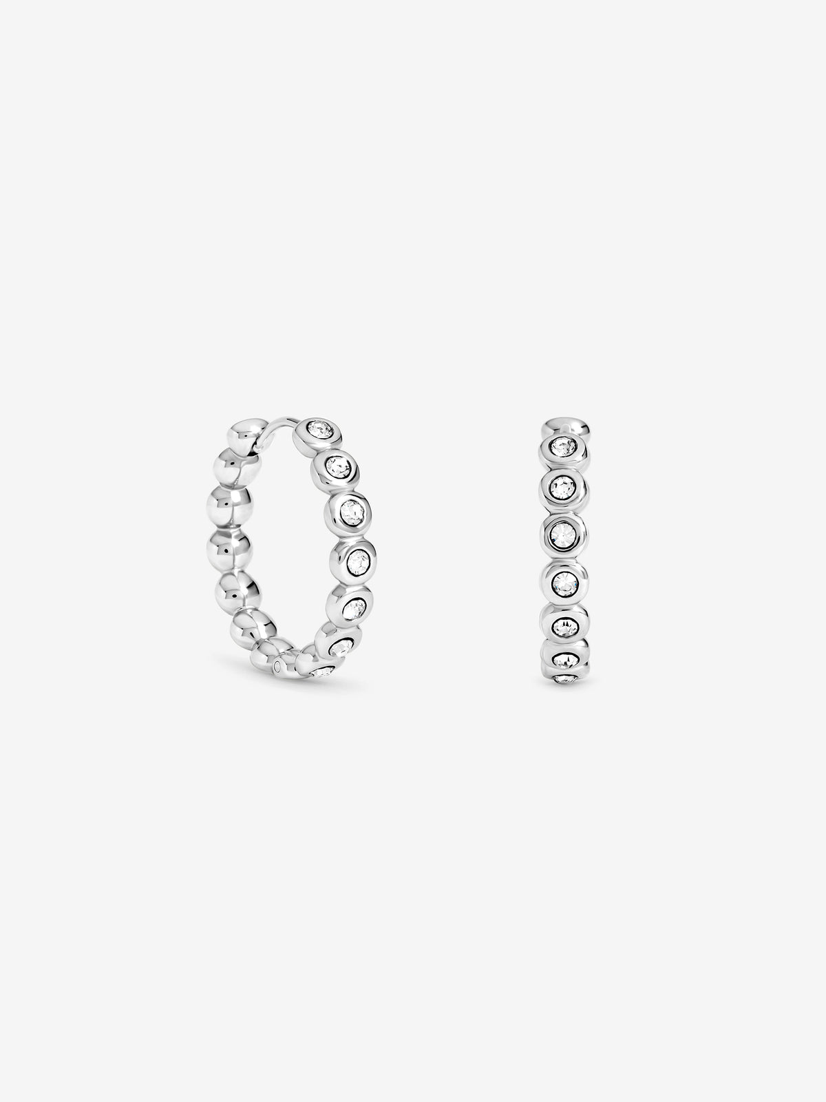 Jon Richard Platinum Plated Waterproof Tennis Hoop Earrings
