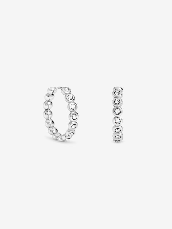 Jon Richard Platinum Plated Waterproof Tennis Hoop Earrings