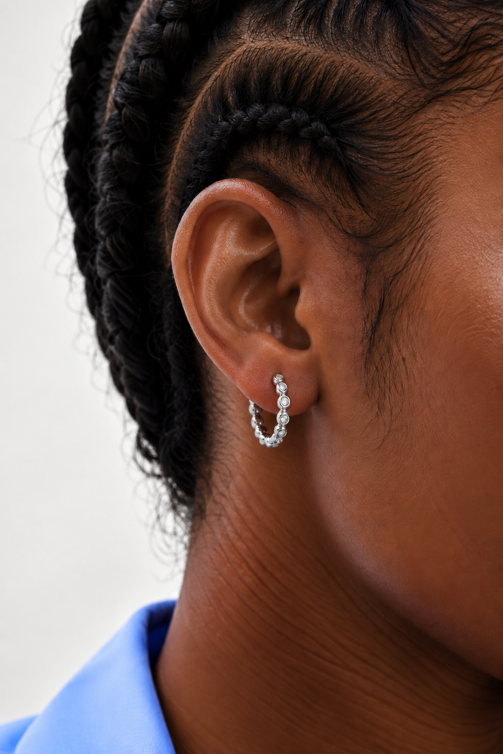 Jon Richard Platinum Plated Waterproof Tennis Hoop Earrings