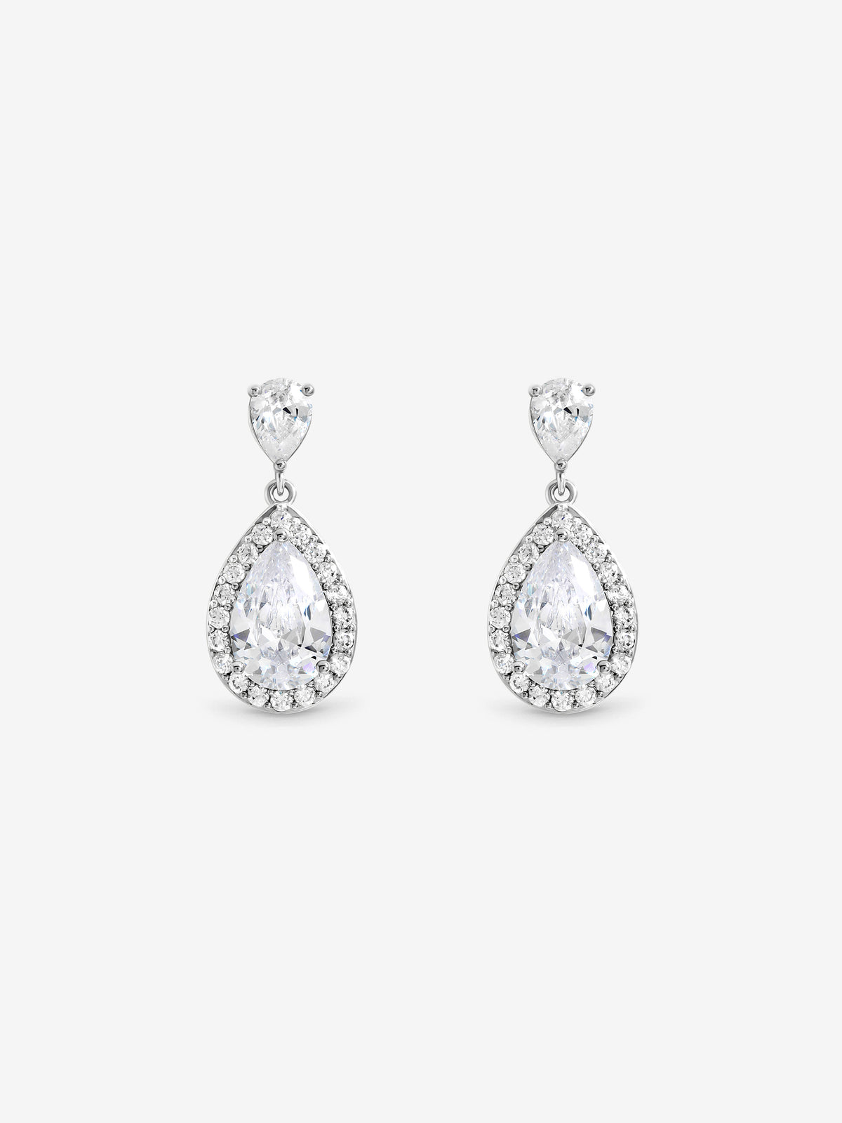 Jon Richard Rhodium Plated Pear Drop Earrings