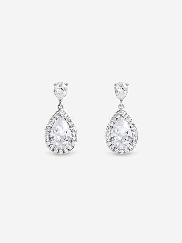 Jon Richard Rhodium Plated Pear Drop Earrings