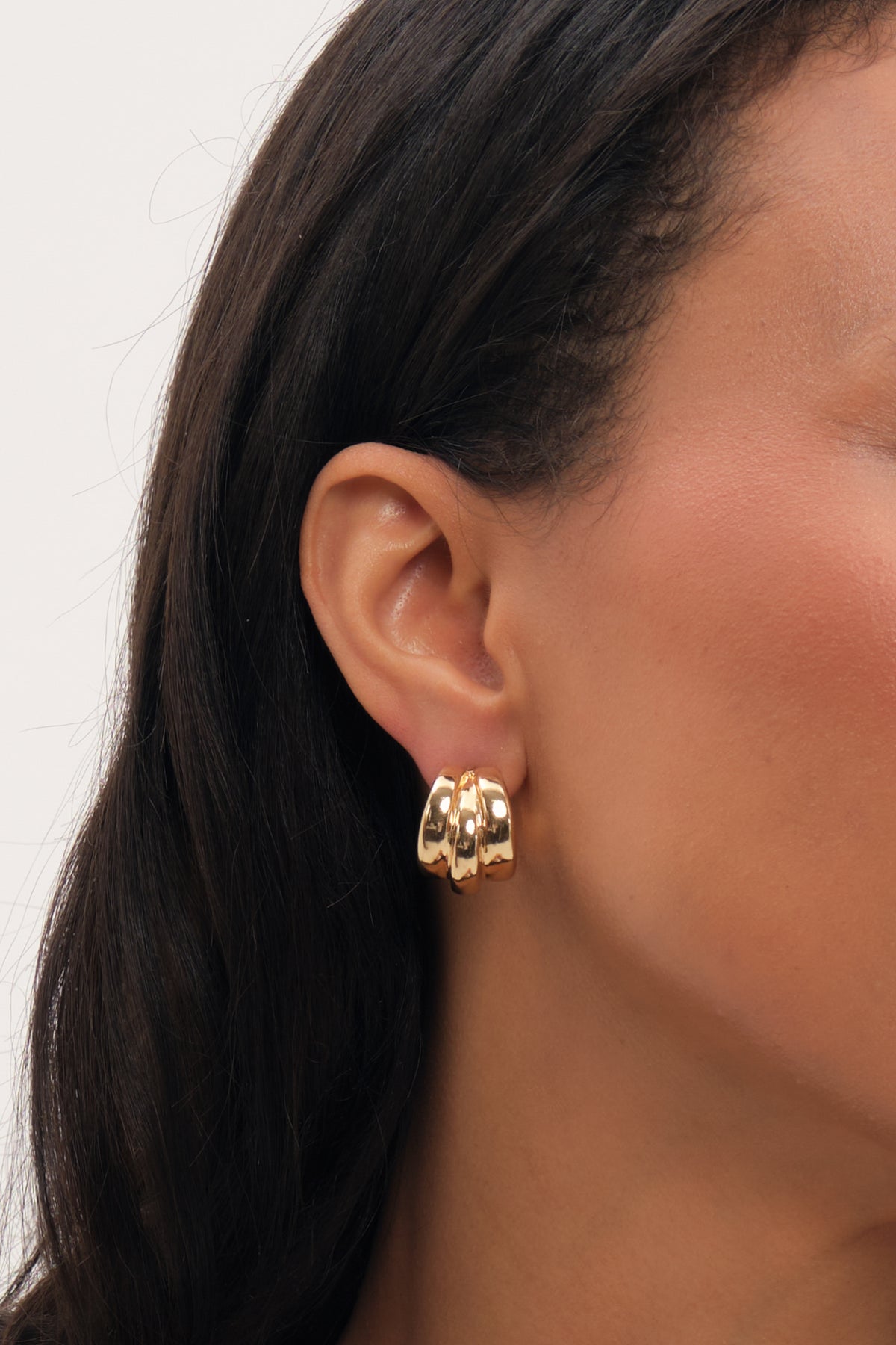 Jon Richard Gold Plated And Polished Triple Row Hoop Earrings