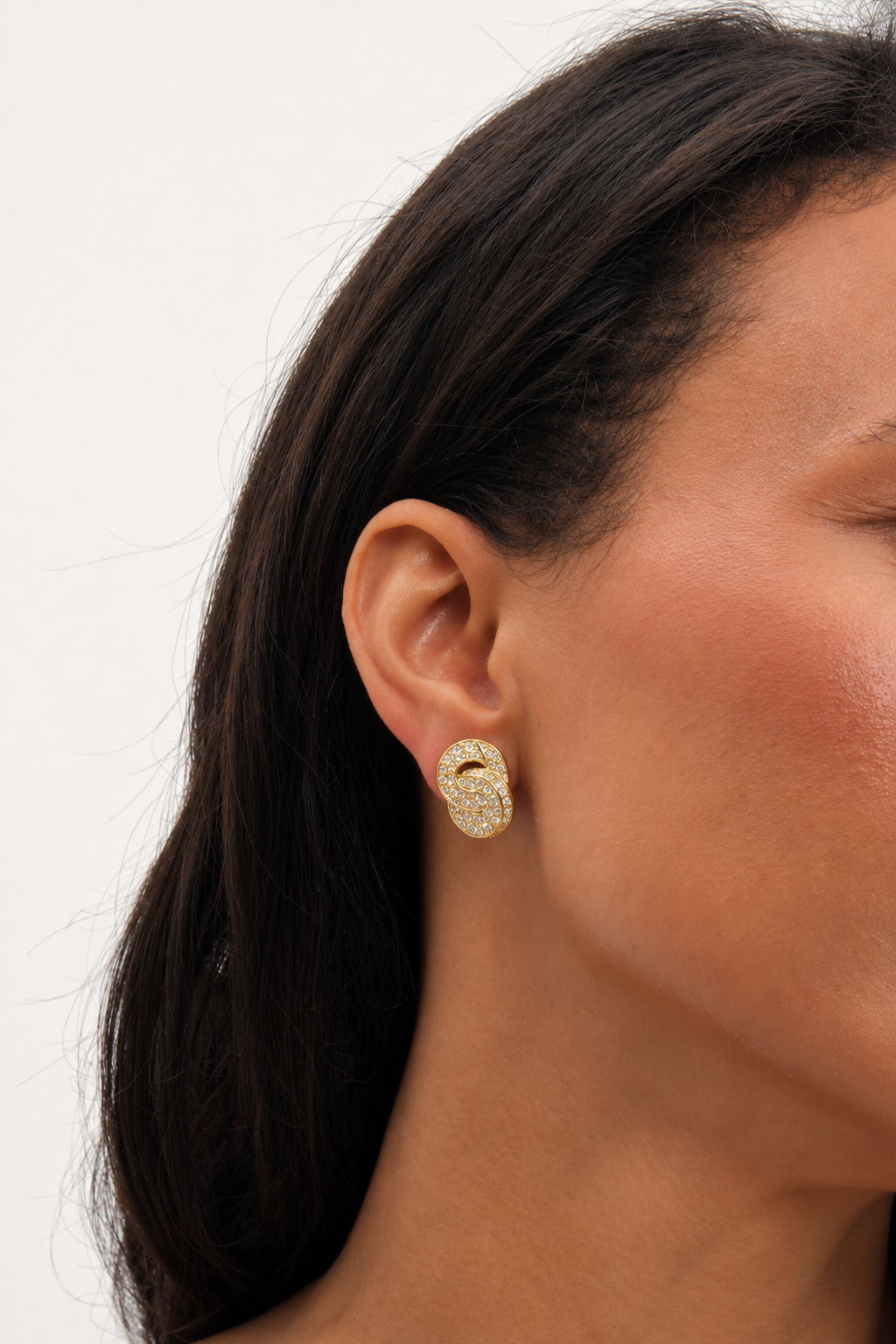 Jon Richard Gold Plated Crystal Knot Clip Earrings