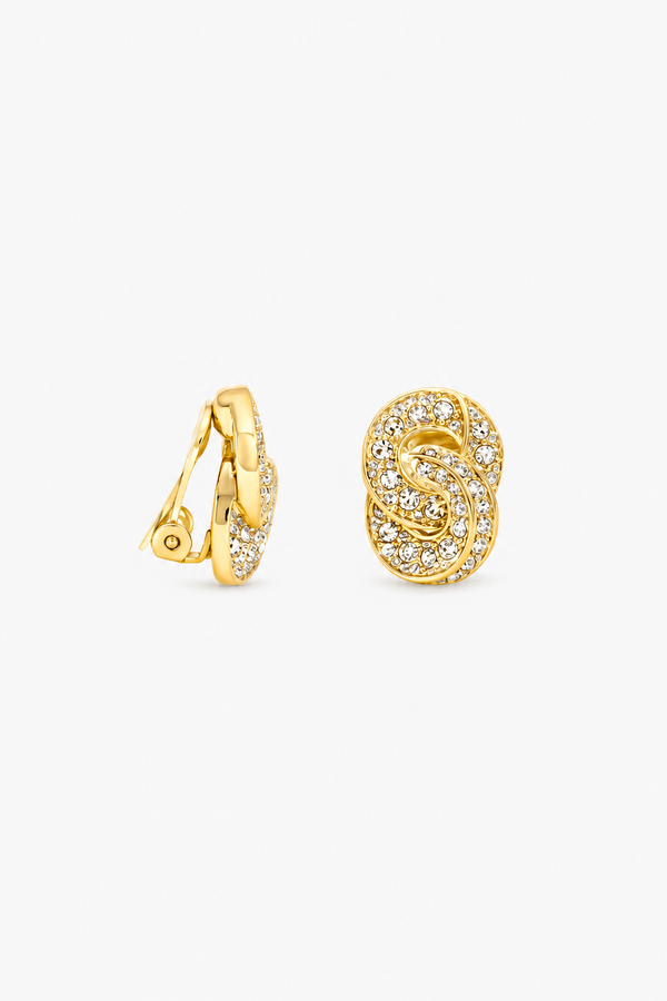 Jon Richard Gold Plated Crystal Knot Clip Earrings