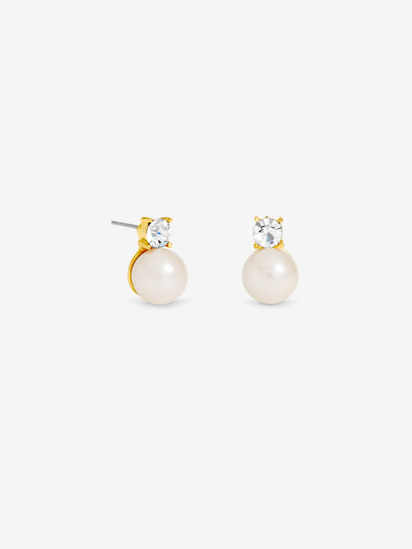 Jon Richard Gold Plated Pearl And Crystal Halo Stud Earrings