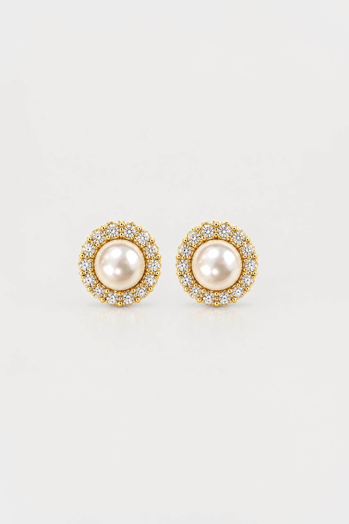 Jon Richard Gold Plated Pearl And Crystal Halo Stud Earrings