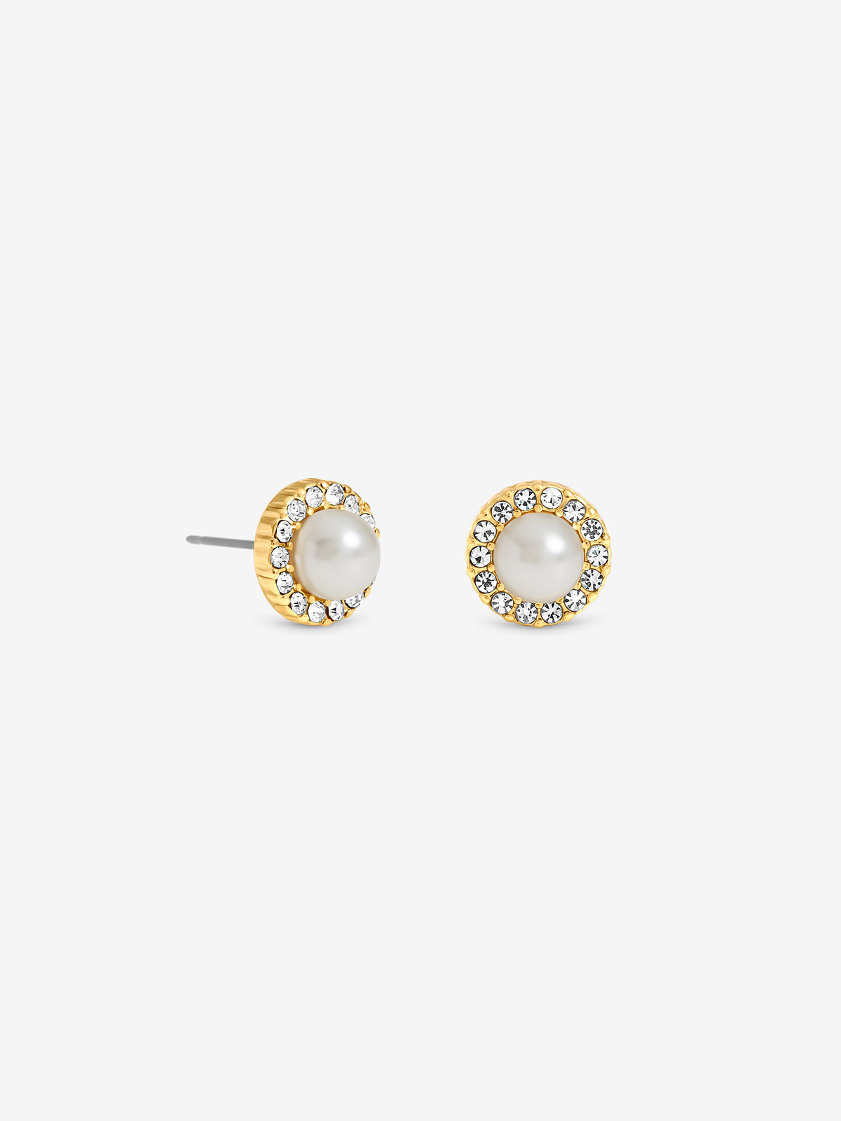 Jon Richard Gold Plated Polished And Pearl Halo Stud Earrings