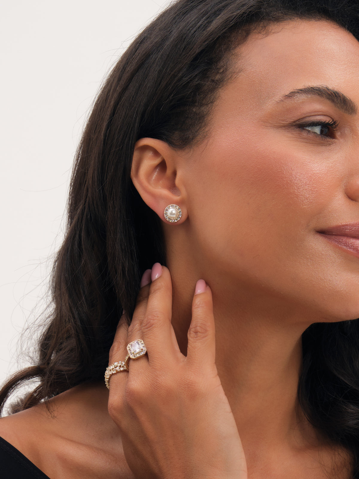 Jon Richard Gold Plated Polished And Pearl Halo Stud Earrings